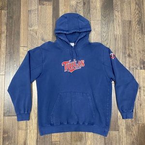 VINTAGE AUTHENTIC MLB
MINNESOTA TWINS OVERSIZED
HOODIE MENS SIZE LARGE NAVY BLUE